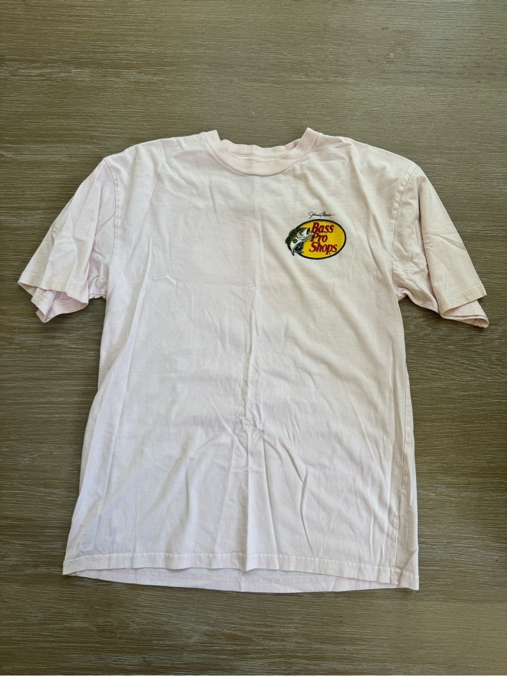 Pro Bass Shop logo women’s pink crewneck graphic fishing t-shirt top size small